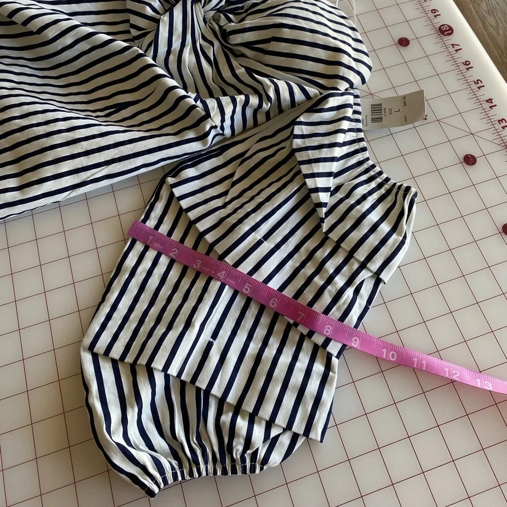 Fashion Nova NWT navy blue & white stripped strapless dress size Large - Picture 7 of 16